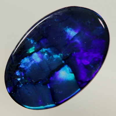 SOLID BLACK OPAL Great pendant stone. Flagstone Harlequin pattern.